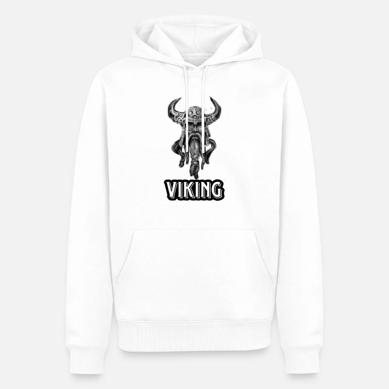 Wikinger mit Bart und Helm - Männer Premium Bio Hoodie - Weiß