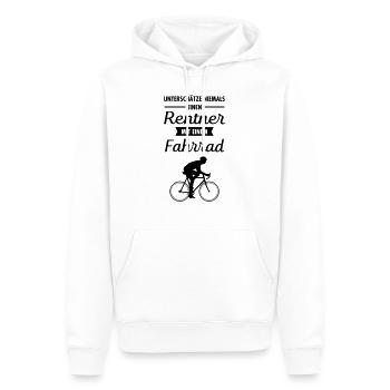 Unterschätze Niemals Einen Rentner Mit Fahrrad - Männer Premium Bio Hoodie - Weiß - Vorne - Nico (187cm)