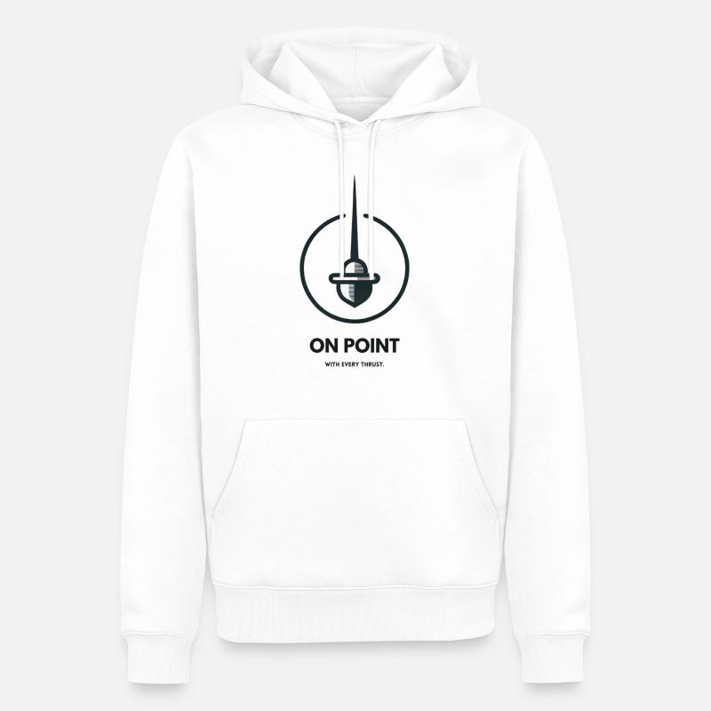 "Précis à chaque attaque", slogan escrime - Sweat à capuche Premium bio Homme - blanc