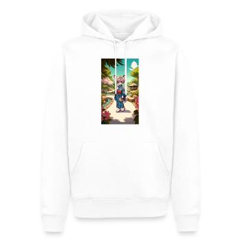 Journée sereine au jardin japonais - Sweat à capuche Premium bio Homme - blanc - Devant - Nico (187cm)