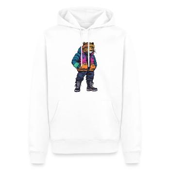Léopard Mode Hiver - Sweat à capuche Premium bio Homme - blanc - Devant - Nico (187cm)