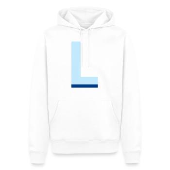 Lettre l bleu pop et moderne - Sweat à capuche Premium bio Homme - blanc - Devant - Nico (187cm)