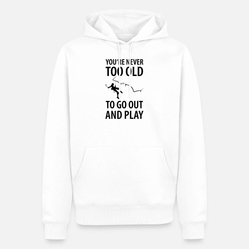 Eisklettern Eiskletterer Eispickel - Männer Premium Bio Hoodie - Weiß