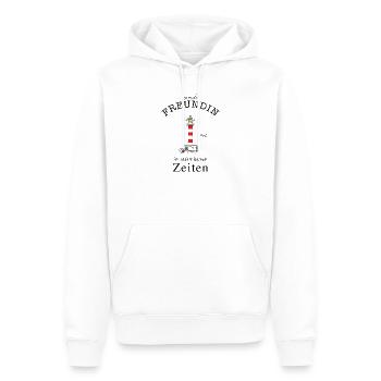 Für eine geniale Freundin Leuchtturm Handzeichnung - Männer Premium Bio Hoodie - Weiß - Vorne - Nico (187cm)