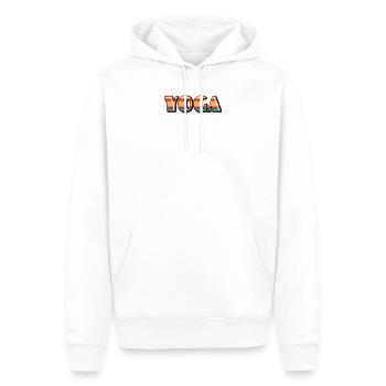 Retro bunter Yoga Schriftzug - Männer Premium Bio Hoodie - Weiß - Vorne - Nico (187cm)