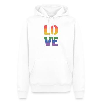 Mois de la fierté LGBT - Love is Love - Sweat à capuche Premium bio Homme - blanc - Devant - Nico (187cm)