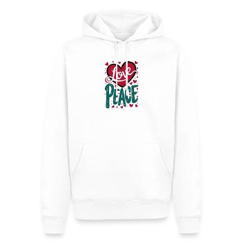 Liebe und Frieden Herz Design - Männer Premium Bio Hoodie - Weiß - Vorne - Nico (187cm)