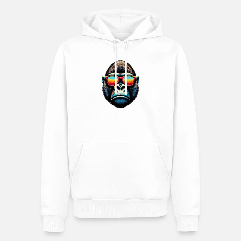 Gorilles avec lunettes de soleil - Sweat à capuche Premium bio Homme - blanc