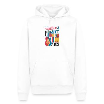 Illustration de notes de musique et d’instruments heureux - Sweat à capuche Premium bio Homme - blanc - Devant - Nico (187cm)