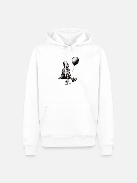 Mädchen mit Luftballon - Männer Premium Bio Hoodie - Weiß