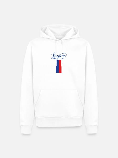 Lugano Stadtflagge Stilvoll Design - Männer Premium Bio Hoodie - Weiß