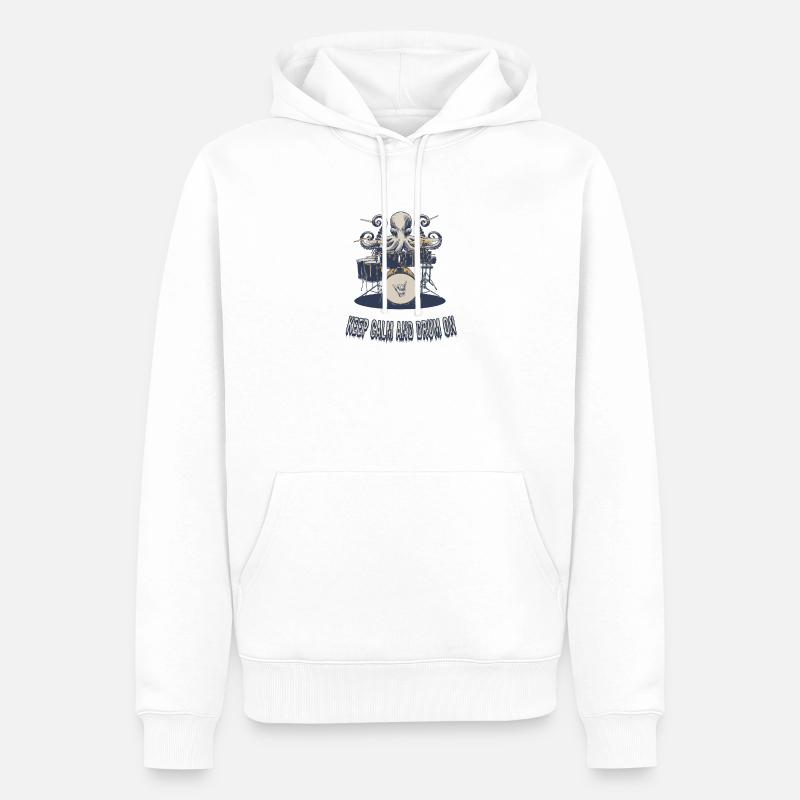 Keep Calm and Drum On - Männer Premium Bio Hoodie - Weiß