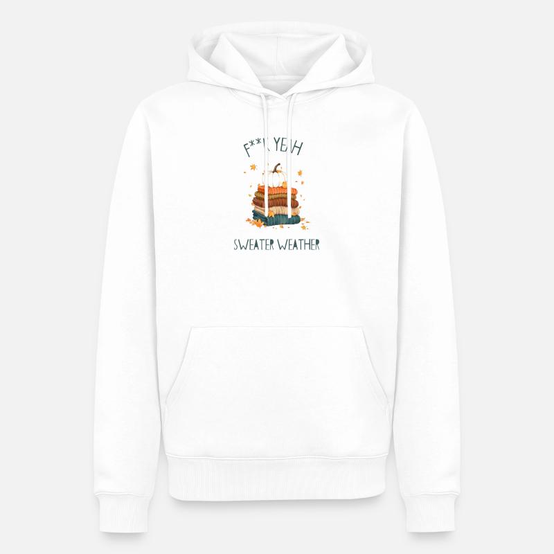 Pile de pulls automnaux - Sweat à capuche Premium bio Homme - blanc