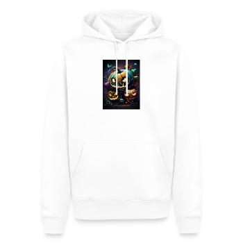 Glowing Halloween pumpkins in the night forest - Men’s Premium Organic Hoodie - white - Front - Nico (187cm)