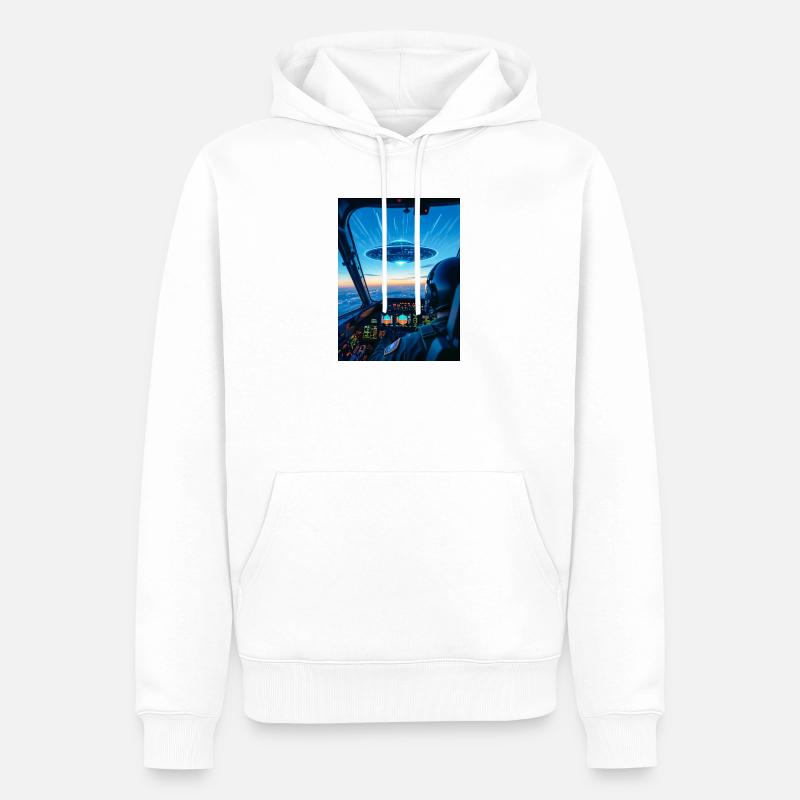 UFO Cockpit – Blick ins Unbekannte - Männer Premium Bio Hoodie - Weiß