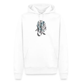 Indigo Blütenlinie Design - Männer Premium Bio Hoodie - Weiß - Vorne - Nico (187cm)