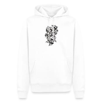 Black and White Flower Spiral - Men’s Premium Organic Hoodie - white - Front - Nico (187cm)
