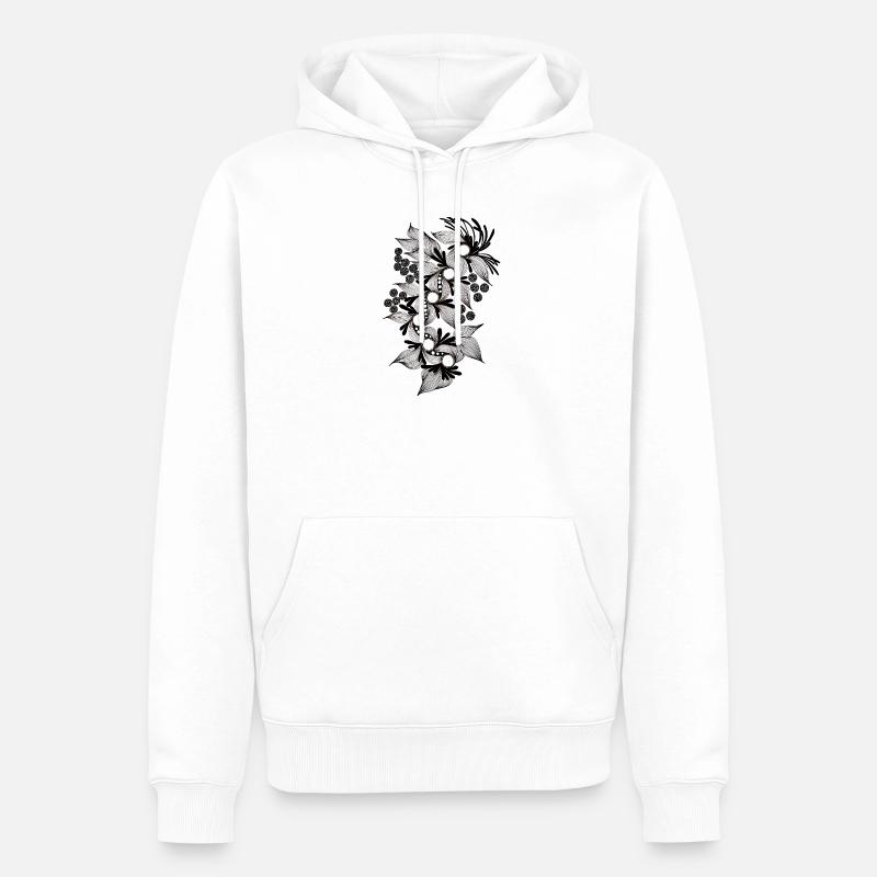 Spirale de fleurs noires et blanches - Sweat à capuche Premium bio Homme - blanc