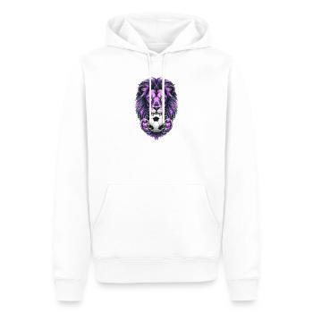Neon-Löwe mit Fußballball - Männer Premium Bio Hoodie - Weiß - Vorne - Nico (187cm)