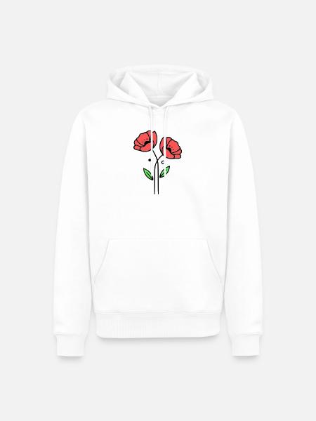 mohnblume-mohnblumen-minimalistisch-line-art-5 - Männer Premium Bio Hoodie - Weiß