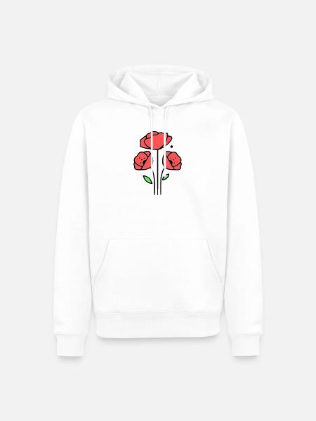 Poppy-Poppies-Minimalist-Line-Art-1 - Men’s Premium Organic Hoodie - white
