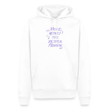 Need Money for Better Fashion – Trend Merch - Männer Premium Bio Hoodie - Weiß - Vorne - Nico (187cm)