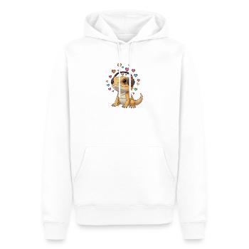 Niedlicher Gecko liebt Musik. Batagame Kopfhörer - Männer Premium Bio Hoodie - Weiß - Vorne - Nico (187cm)