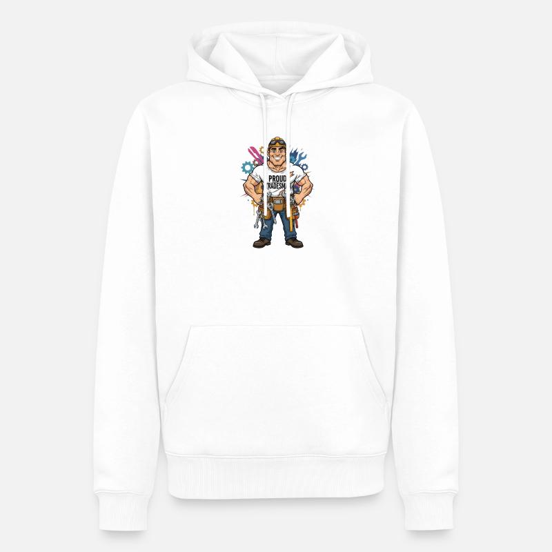 Stolzer Handwerker Comicstil Handwerk Beruf Design - Männer Premium Bio Hoodie - Weiß