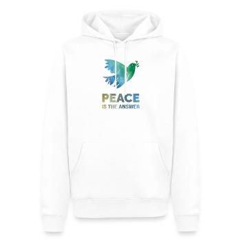 La paix est la réponse – Aquarelle colombe de la paix - Sweat à capuche Premium bio Homme - blanc - Devant - Nico (187cm)