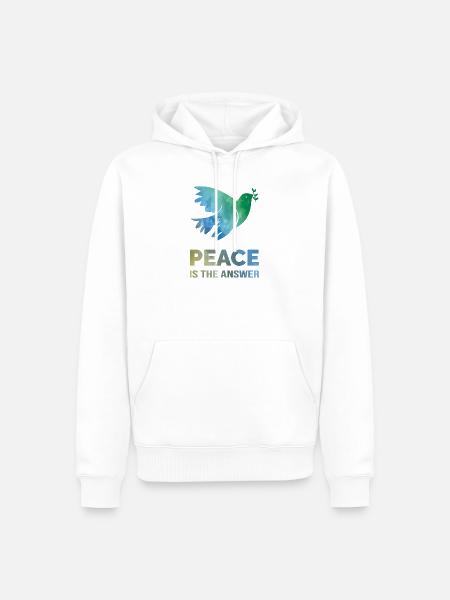 Peace Is The Answer – Aquarell Friedenstaube - Männer Premium Bio Hoodie - Weiß