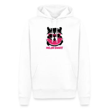 Raccoon Bandit – Sunglasses & Melon - Men’s Premium Organic Hoodie - white - Front - Nico (187cm)