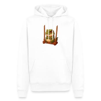 Dessin animé Grim T-Rex sur la cour de récréation de Schauke - Sweat à capuche Premium bio Homme - blanc - Devant - Nico (187cm)
