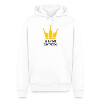 Le Roi des Électriciens : Maître de la Tension - Sweat à capuche Premium bio Homme - blanc - Devant - Nico (187cm)