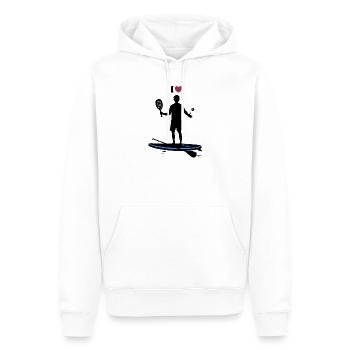 Ich liebe Padel – Humor, Paddel und Sport - Männer Premium Bio Hoodie - Weiß - Vorne - Nico (187cm)