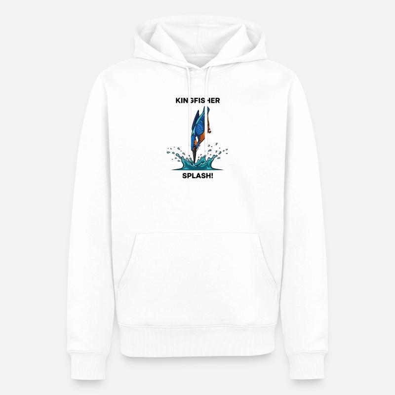 Martin-pêcheur Splash Kingfisher Rivière - Sweat à capuche Premium bio Homme - blanc