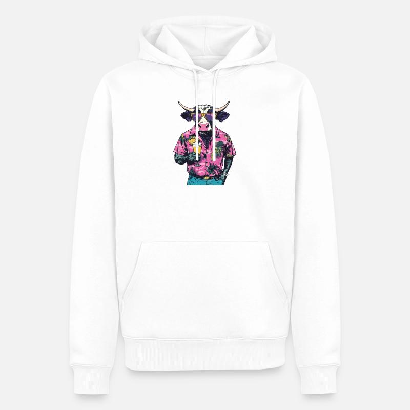 Kuh Comic Sommer - Männer Premium Bio Hoodie - Weiß
