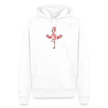 Flamingo beim Yoga - Männer Premium Bio Hoodie - Weiß - Vorne - Nico (187cm)