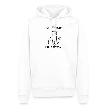  Ici Le Chat Est Le Patron - Sweat à capuche Premium bio Homme - blanc - Devant - Nico (187cm)