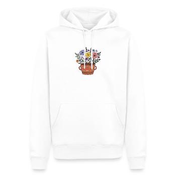 Blumen im Terrakotta-Topf - Männer Premium Bio Hoodie - Weiß - Vorne - Nico (187cm)