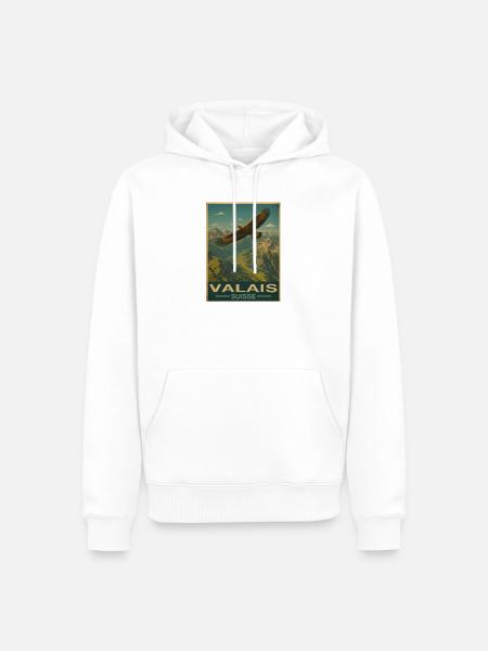 Valais Schweiz - Männer Premium Bio Hoodie - Weiß