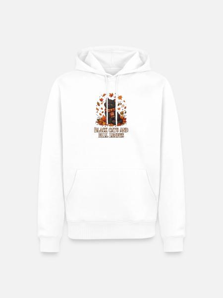 Schwarze Katzen und Herbstblätter - Männer Premium Bio Hoodie - Weiß