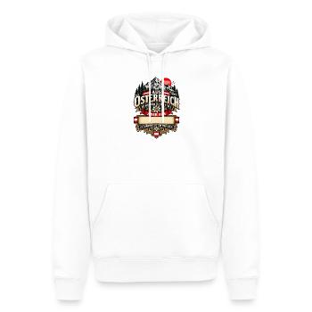 Meine Heimat Österreich (Ortsname einfügen!) - Männer Premium Bio Hoodie - Weiß - Vorne - Nico (187cm)