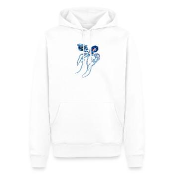 "IQ is cool" - Männer Premium Bio Hoodie - Weiß - Vorne - Nico (187cm)