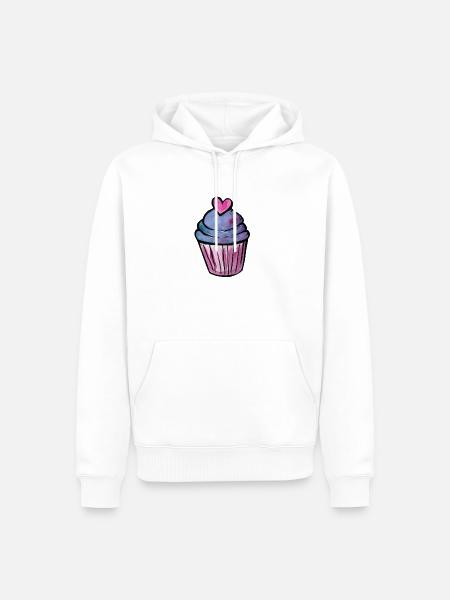 Aquarell Cupcake-Herz - Männer Premium Bio Hoodie - Weiß