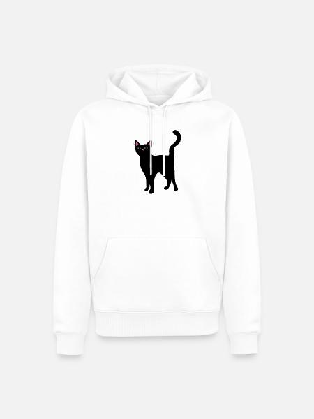 Neon-Katzengesicht auf Schwarz - Männer Premium Bio Hoodie - Weiß