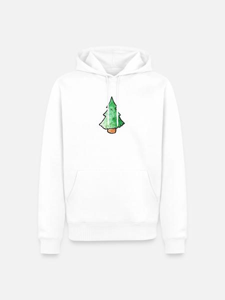 Aquarell-Kiefernbaum-Weihnachtstee - Männer Premium Bio Hoodie - Weiß