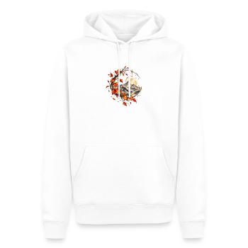 Herbstmond über stillen Bergen - Männer Premium Bio Hoodie - Weiß - Vorne - Nico (187cm)