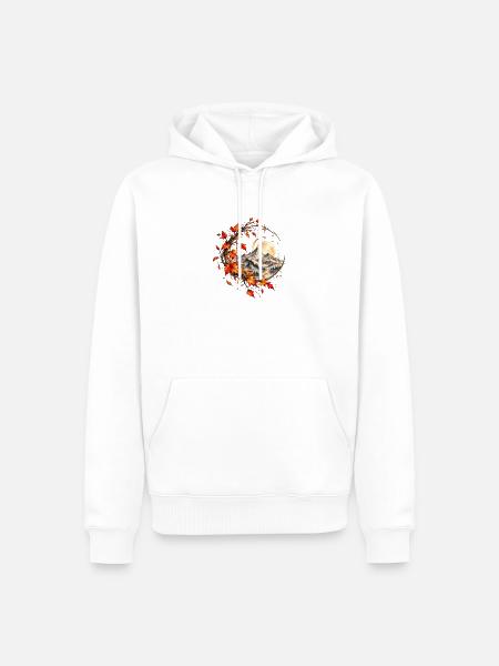 Herbstmond über stillen Bergen - Männer Premium Bio Hoodie - Weiß