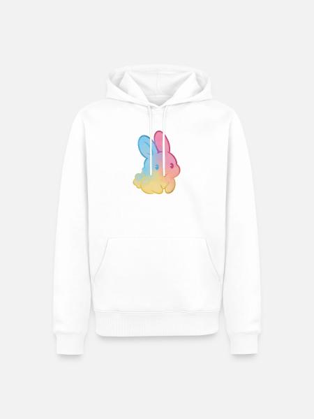 Pastell-Regenbogenhase - Männer Premium Bio Hoodie - Weiß