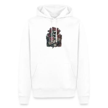 Nachtschatten-Schädel mit Nachtrosen - Männer Premium Bio Hoodie - Weiß - Vorne - Nico (187cm)